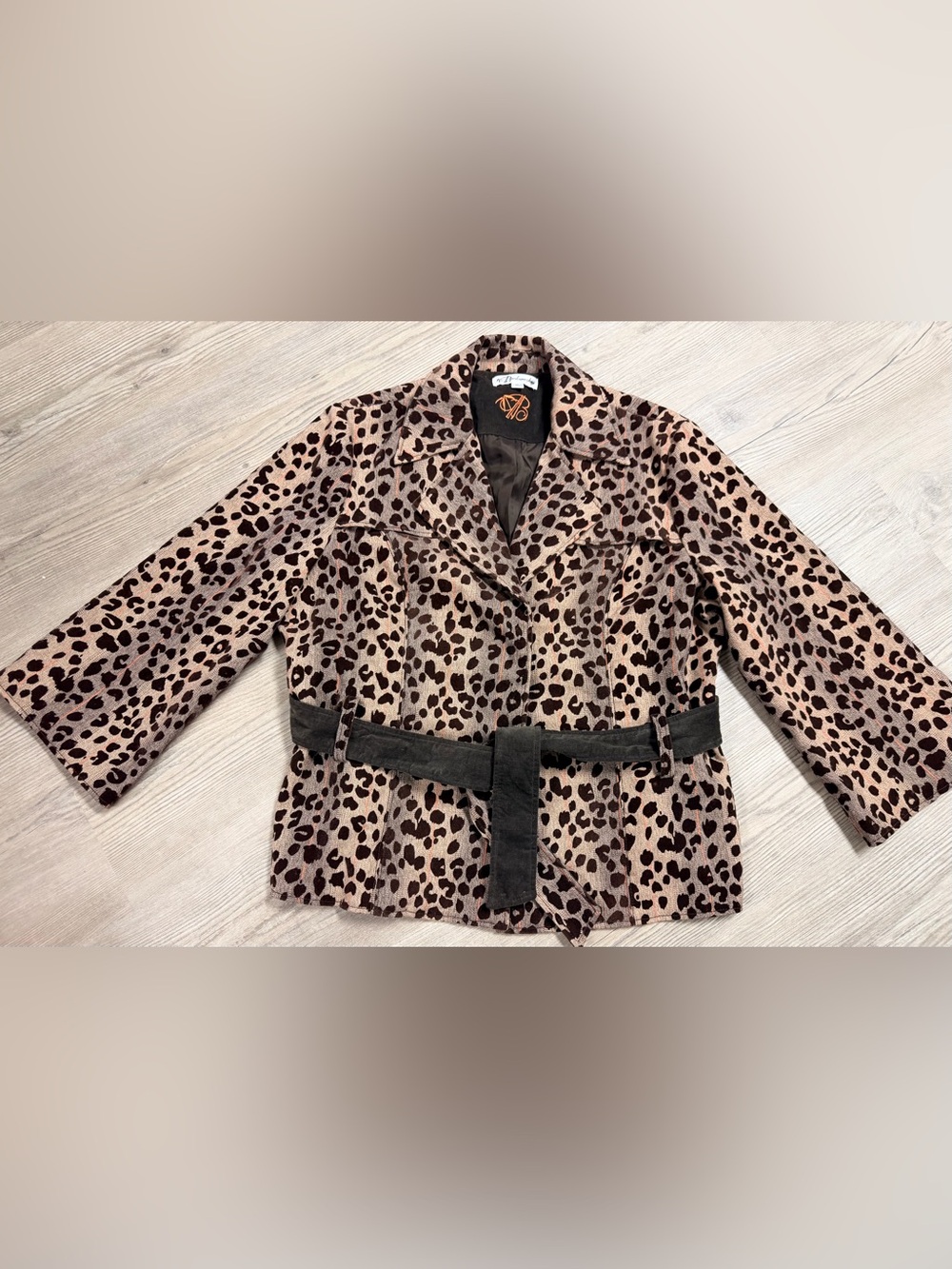 Vintage Bushwacker Leopard Print Belted Trench Jacket Size XL Y2K
